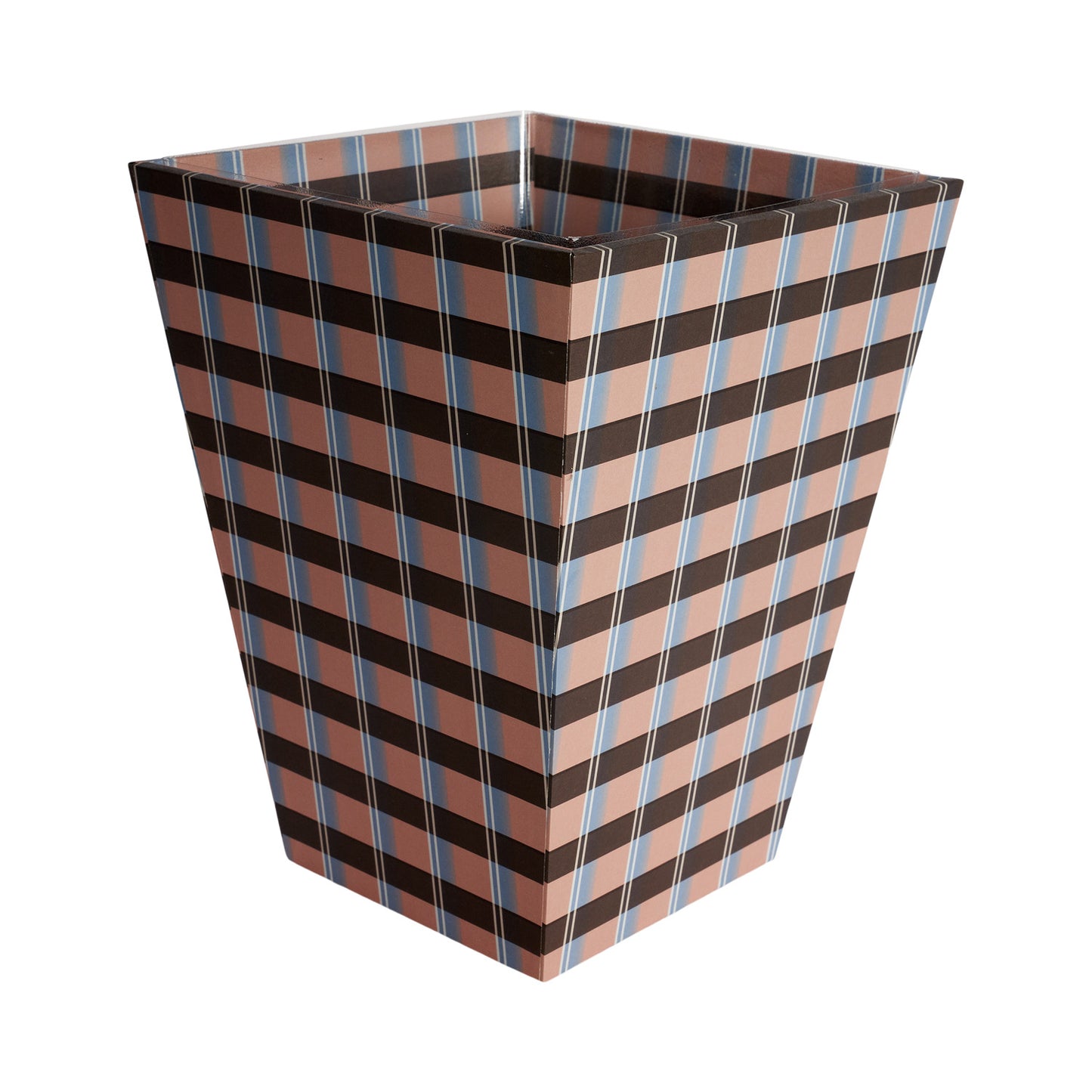 Waste Paper Bin - Biedermeier Check - Lilac/Blue