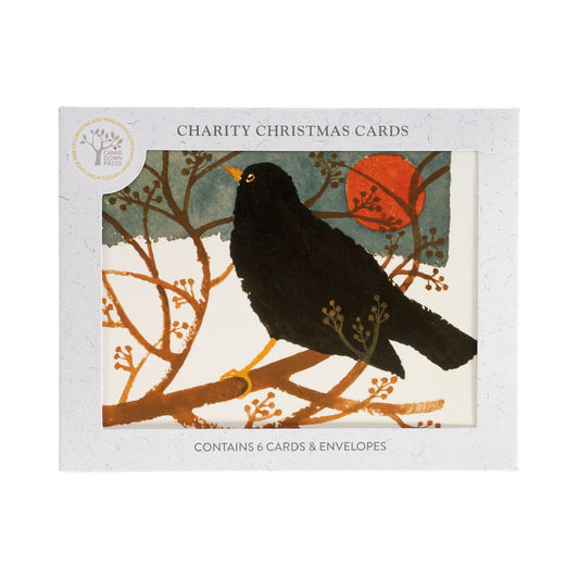 Blackbird In The Snow by Mary Fedden OBE RA - Pack of 6 Christmas Cards