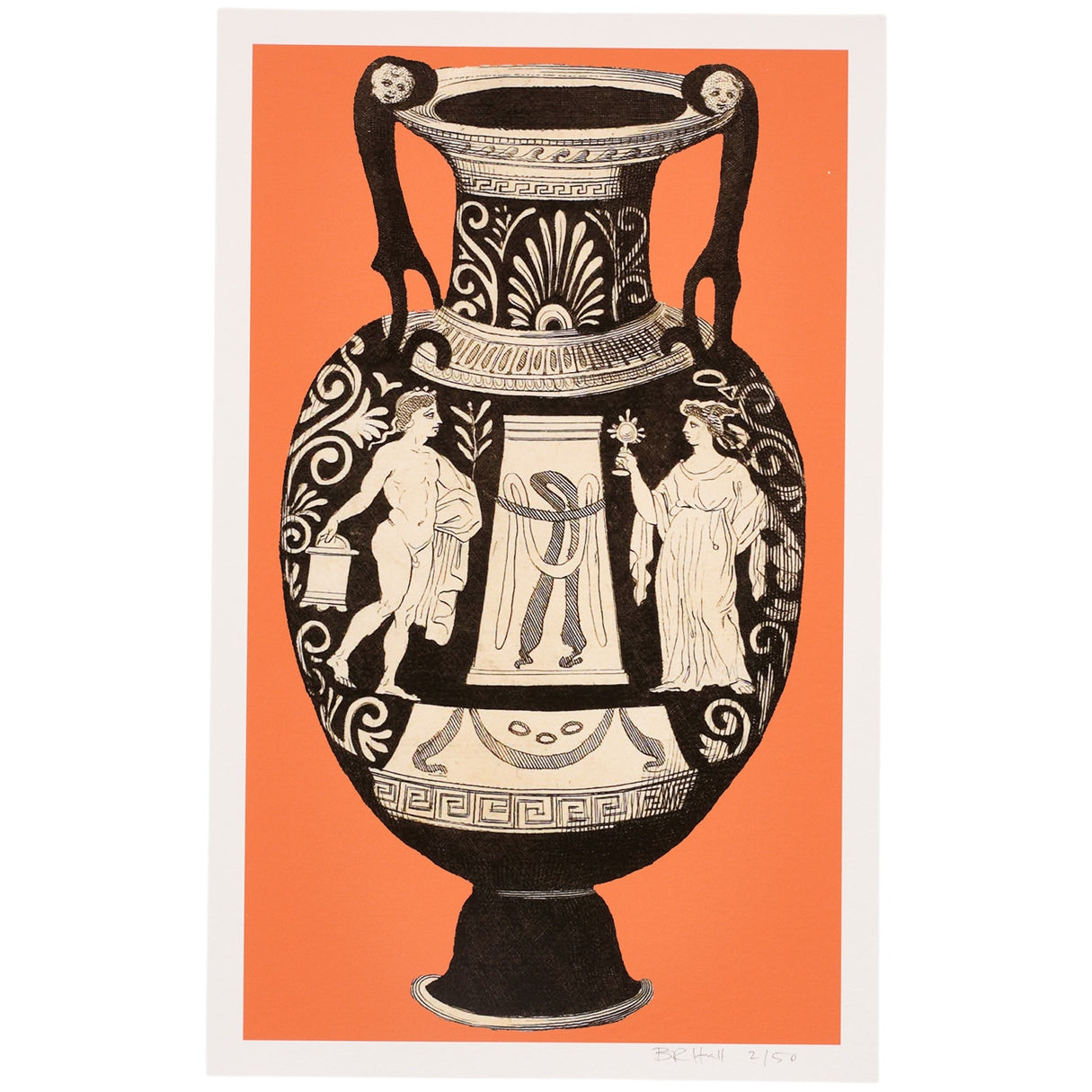 Ancient Greek Vase Print - Coral