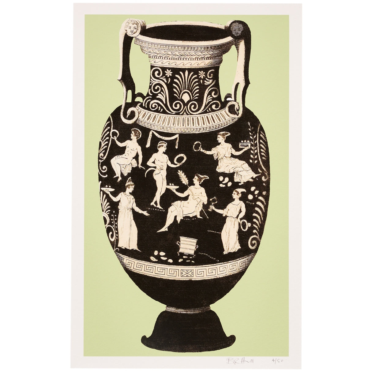 Ancient Greek Vase Print - Wedgwood Green