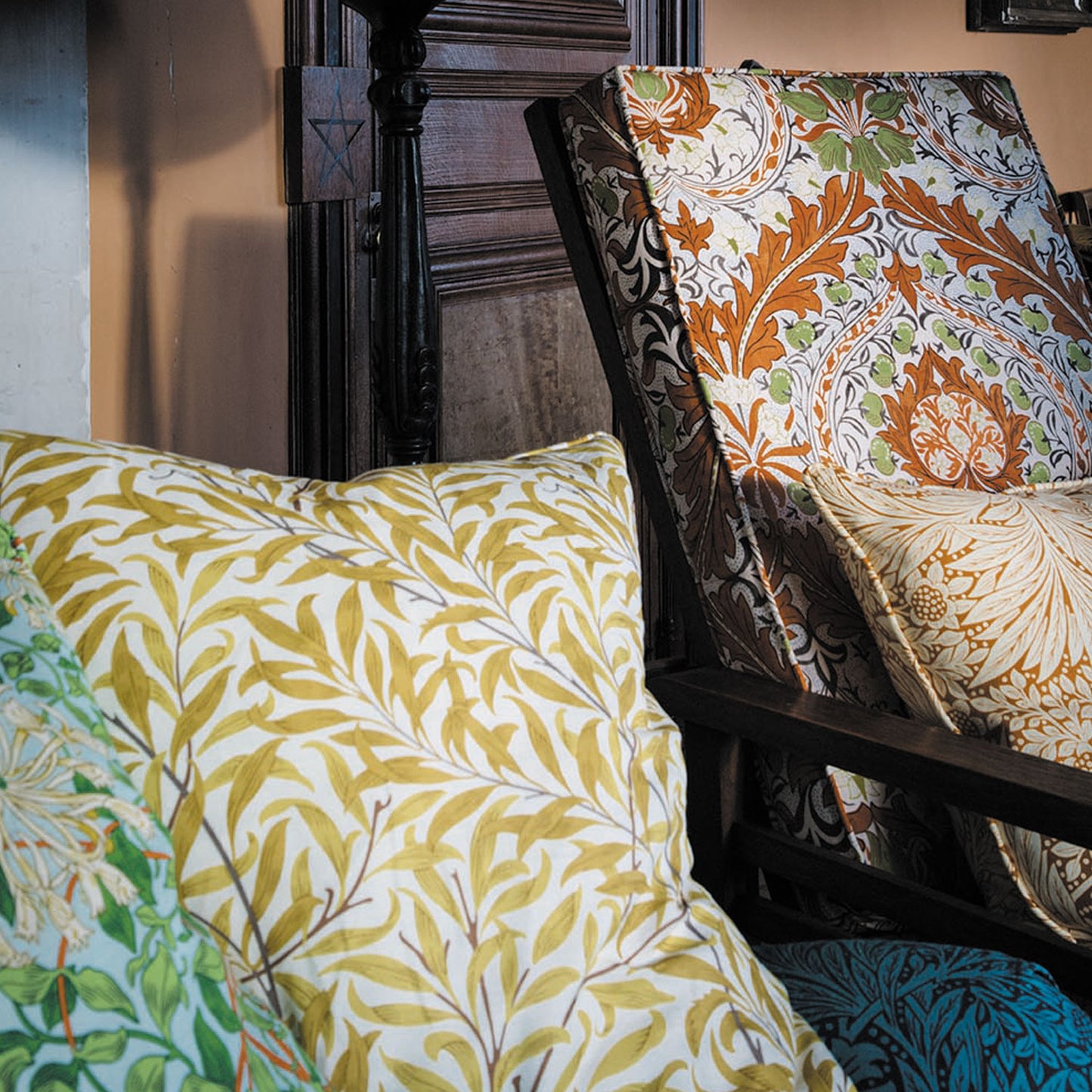 'Willow Bough' Leaf Green Cushion - Cornubia Collection