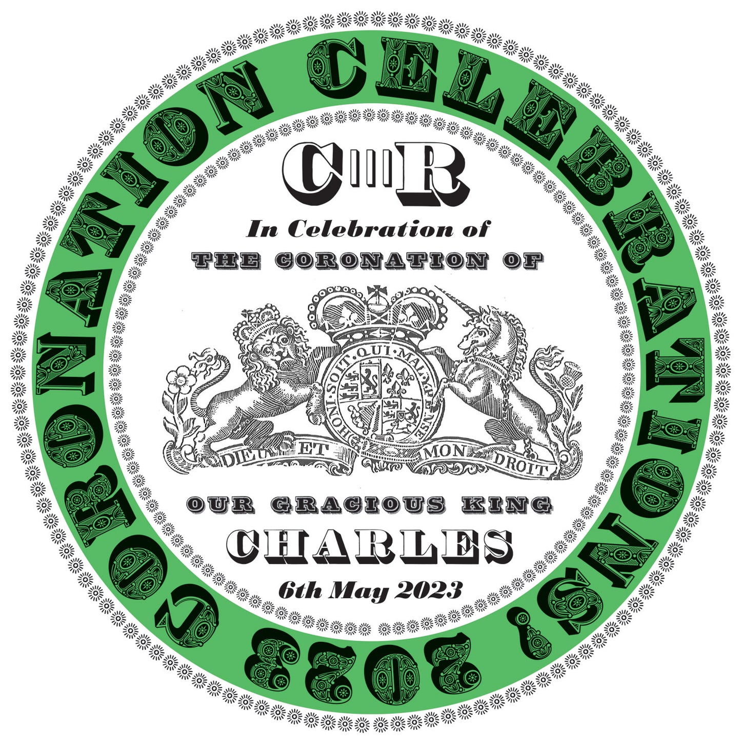 7” Coronation Celebrations Decoupage Plate - Green
