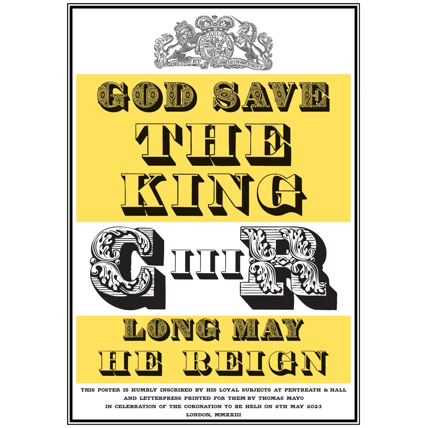 'GOD SAVE THE KING' Coronation Letterpress Poster - A2