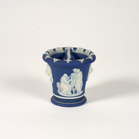 C19th Blue & White Jasperware Vase