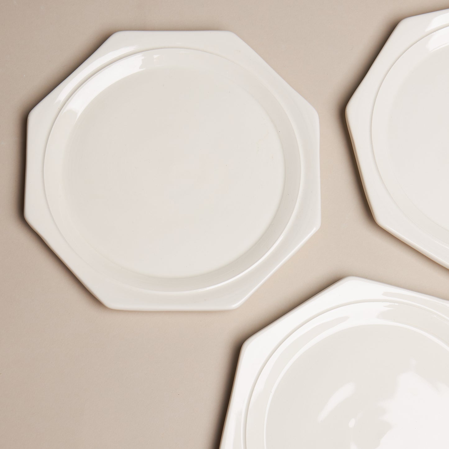 Creamware Hand Cast Octagonal Dessert Plate
