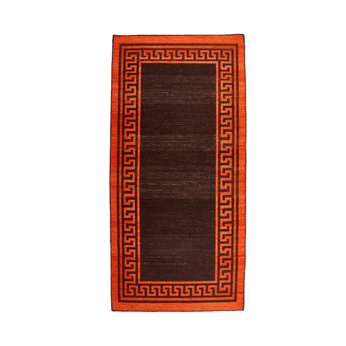 Burnt Orange & Brown Greek Key Rug