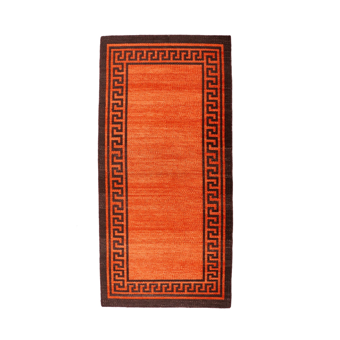 Burnt Orange & Brown Greek Key Rug