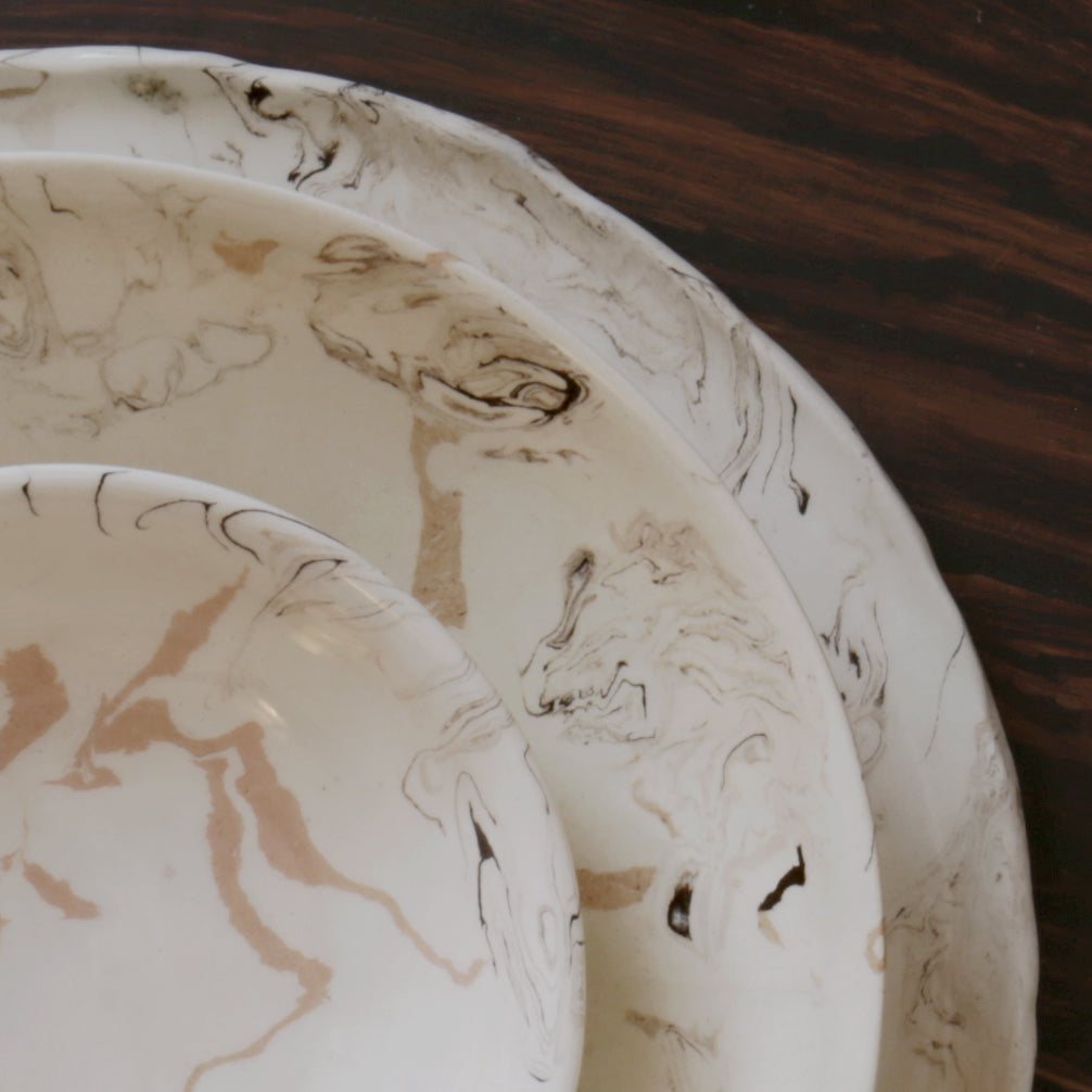 Cream Swirl Earthenware Serving Platter