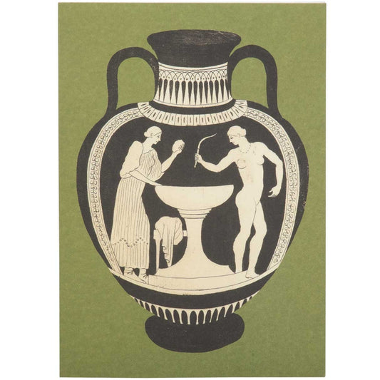 Greek Vase Greeting Card - Green