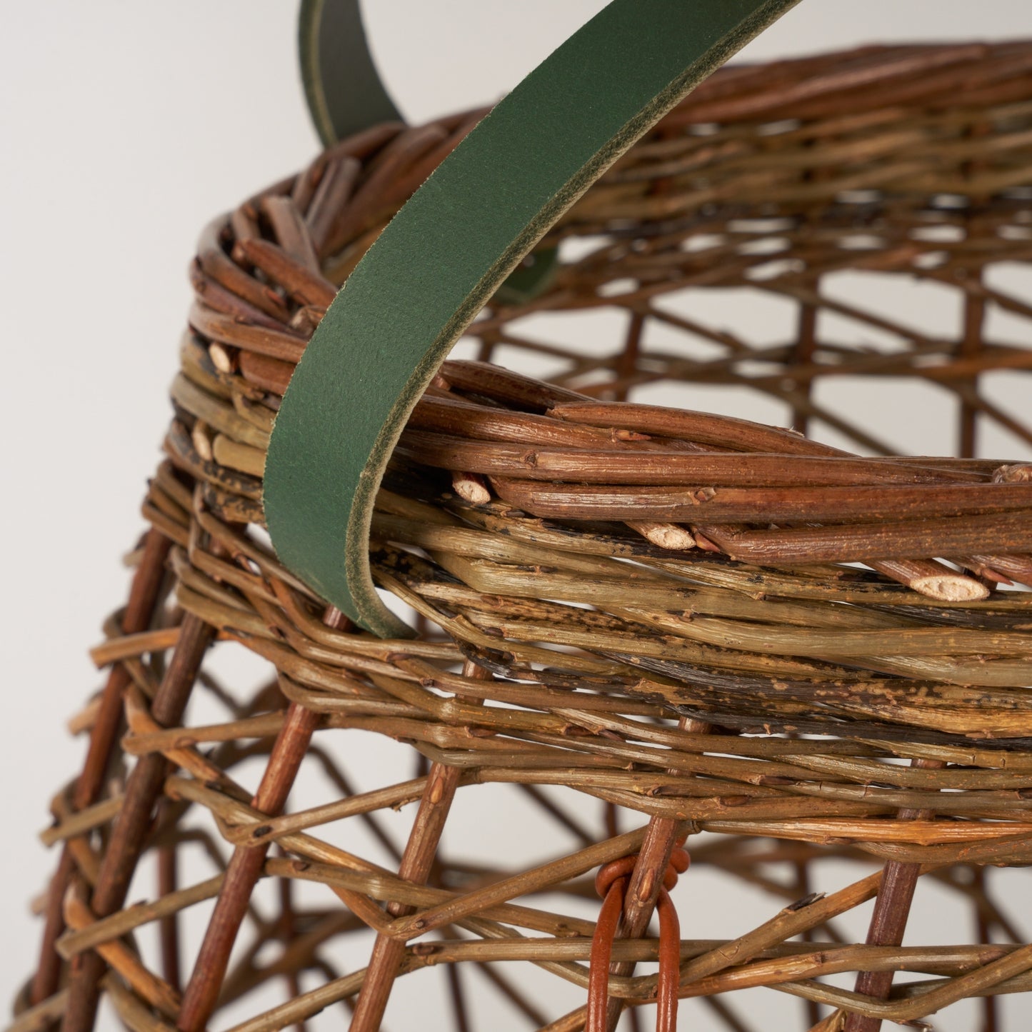 Willow Basket with Olive Green Leather Straps