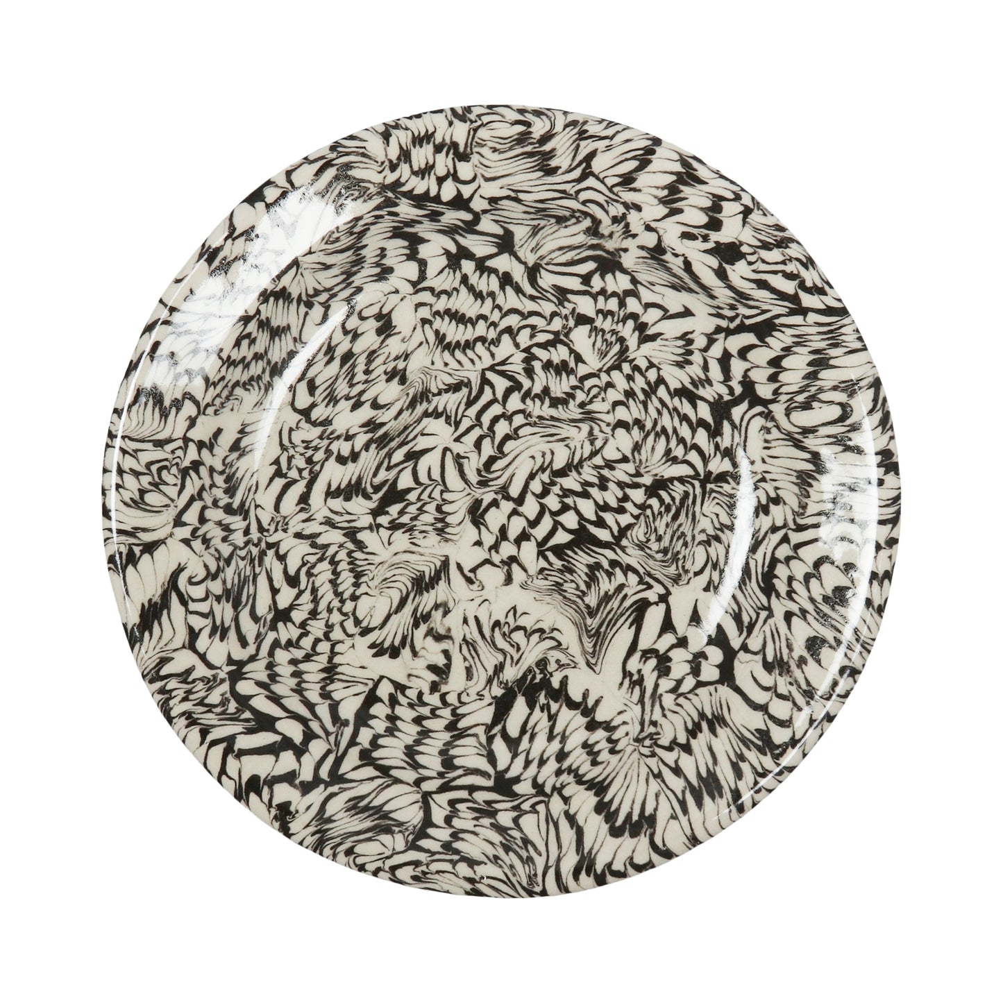 Black & Cream Swirl Earthenware Dessert Plate