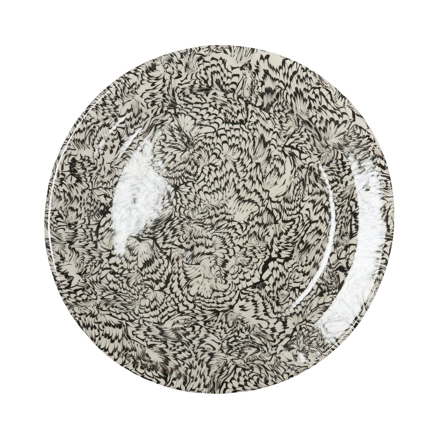 Black & Cream Swirl Earthenware - Round Dinner Plate