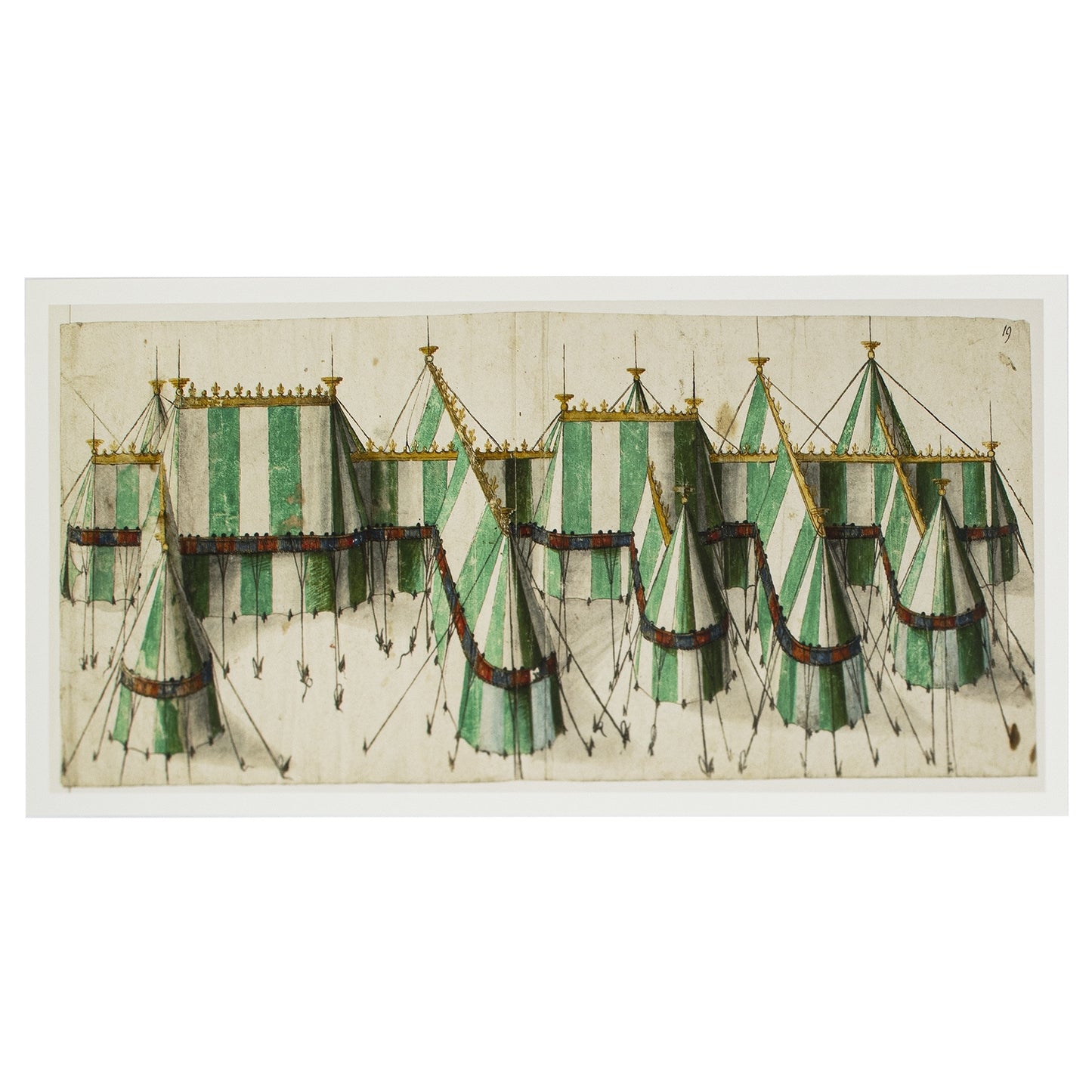 Design for a royal pavilion in the Tudor colours of white and green.