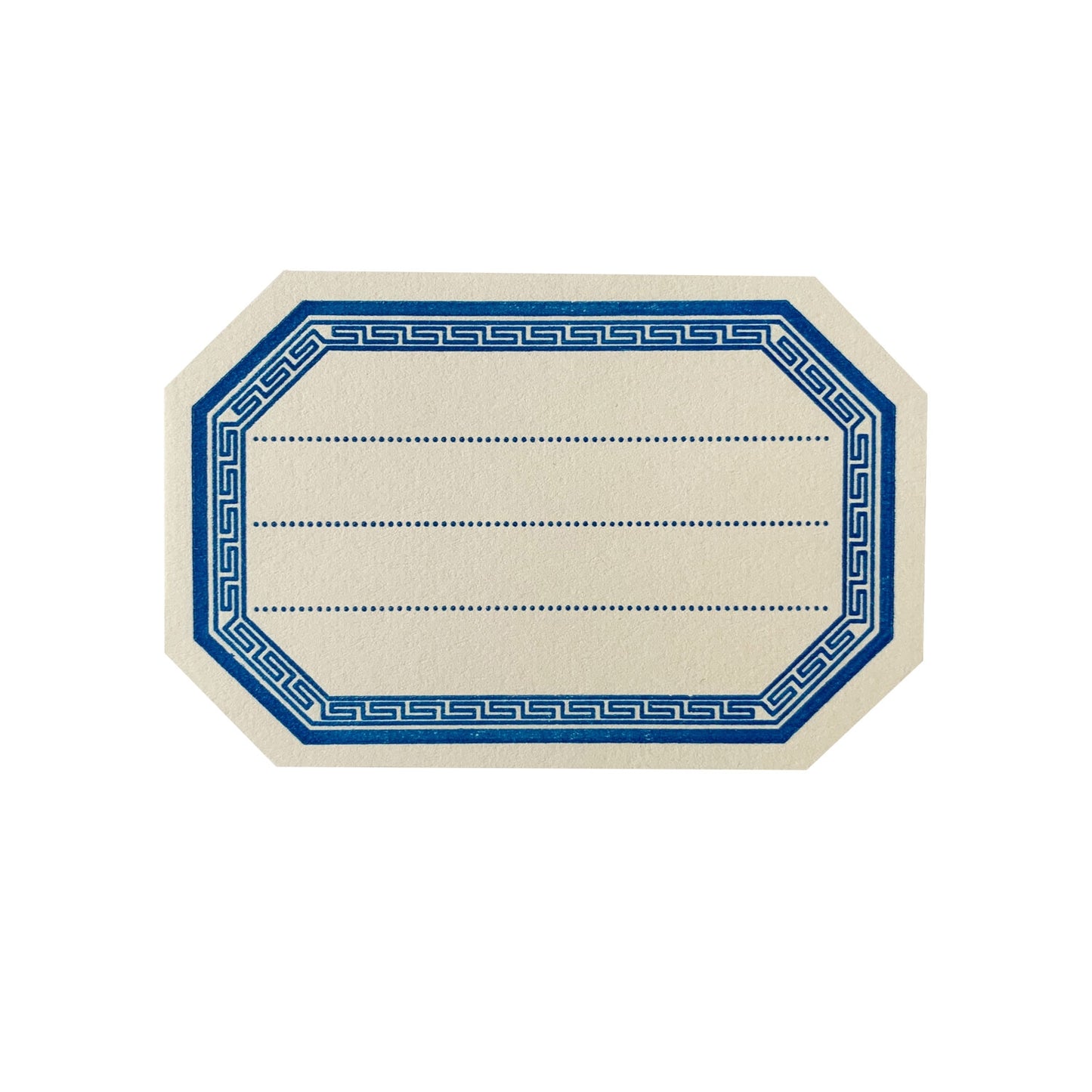 Blue Greek Key Octagonal  Letterpress Bookplates - Set of 8